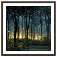 Enchanted Midnight Forest with Glowing Fireflies