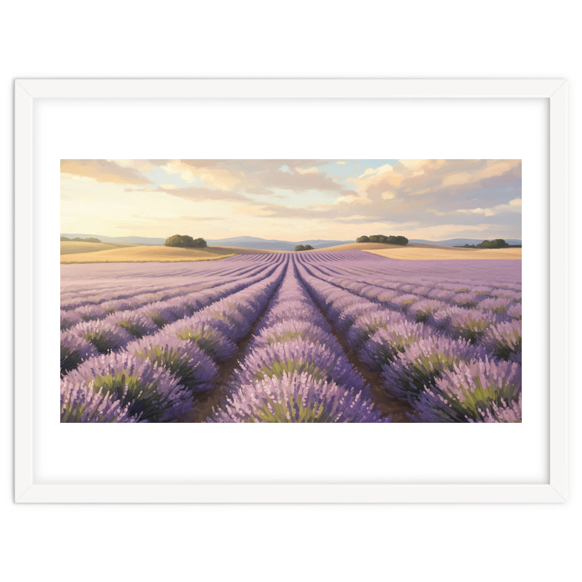 Provençal Sunset: Lavender Field Landscape