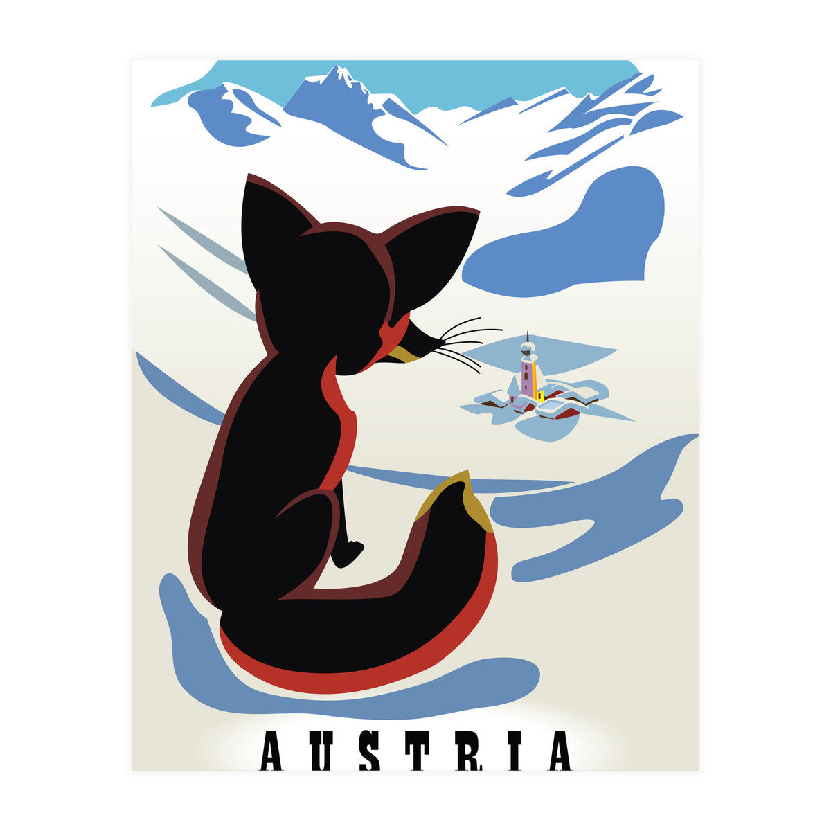 Austria Fox In The Snow (Print Only)