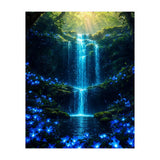 Ethereal Blue Waterfall: Magical Forest Oasis (Print Only) thumbnail