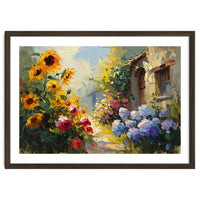 Vibrant Summer Cottage Garden Oil Painting