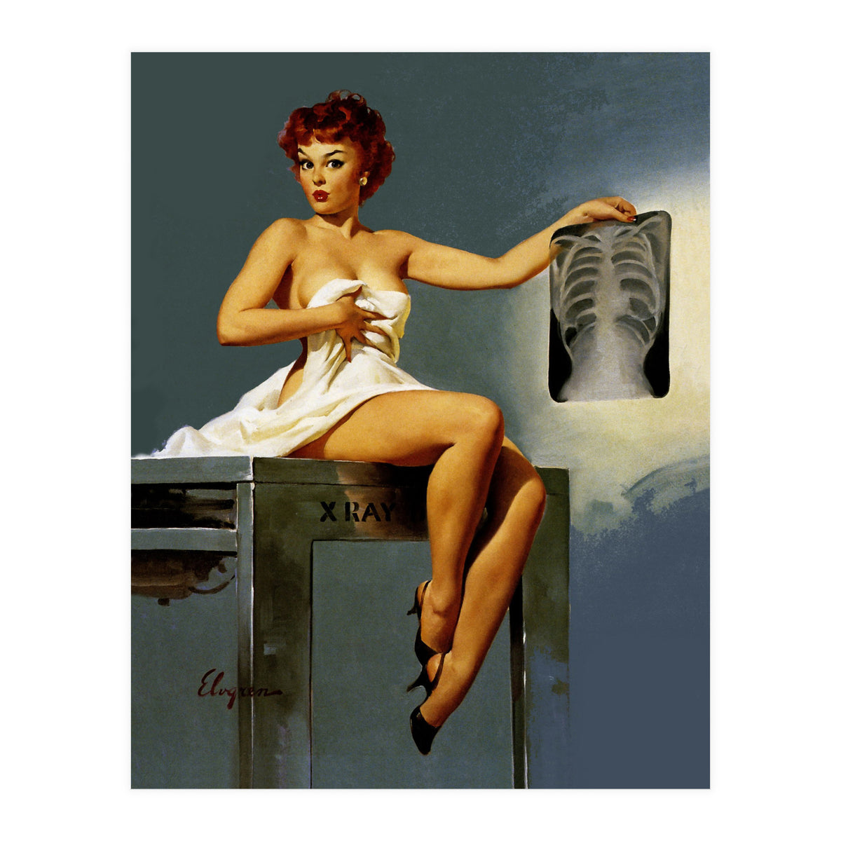 Pin Up Sexy Girl At The Doctor (Print Only)
