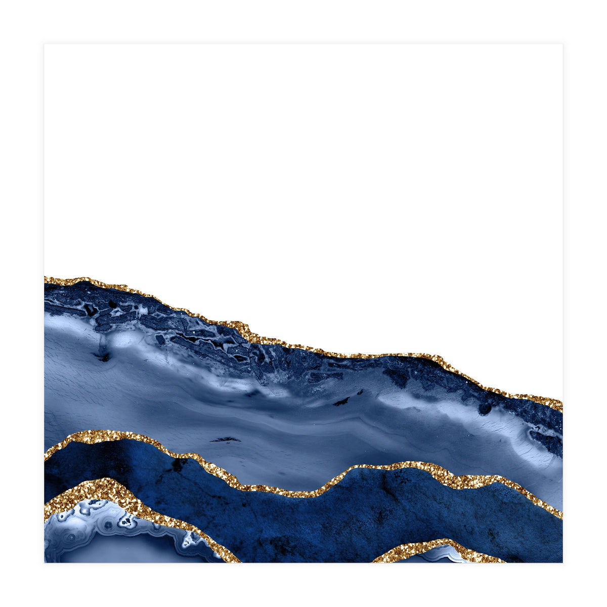 Navy & Gold Agate Texture 20  (Print Only)