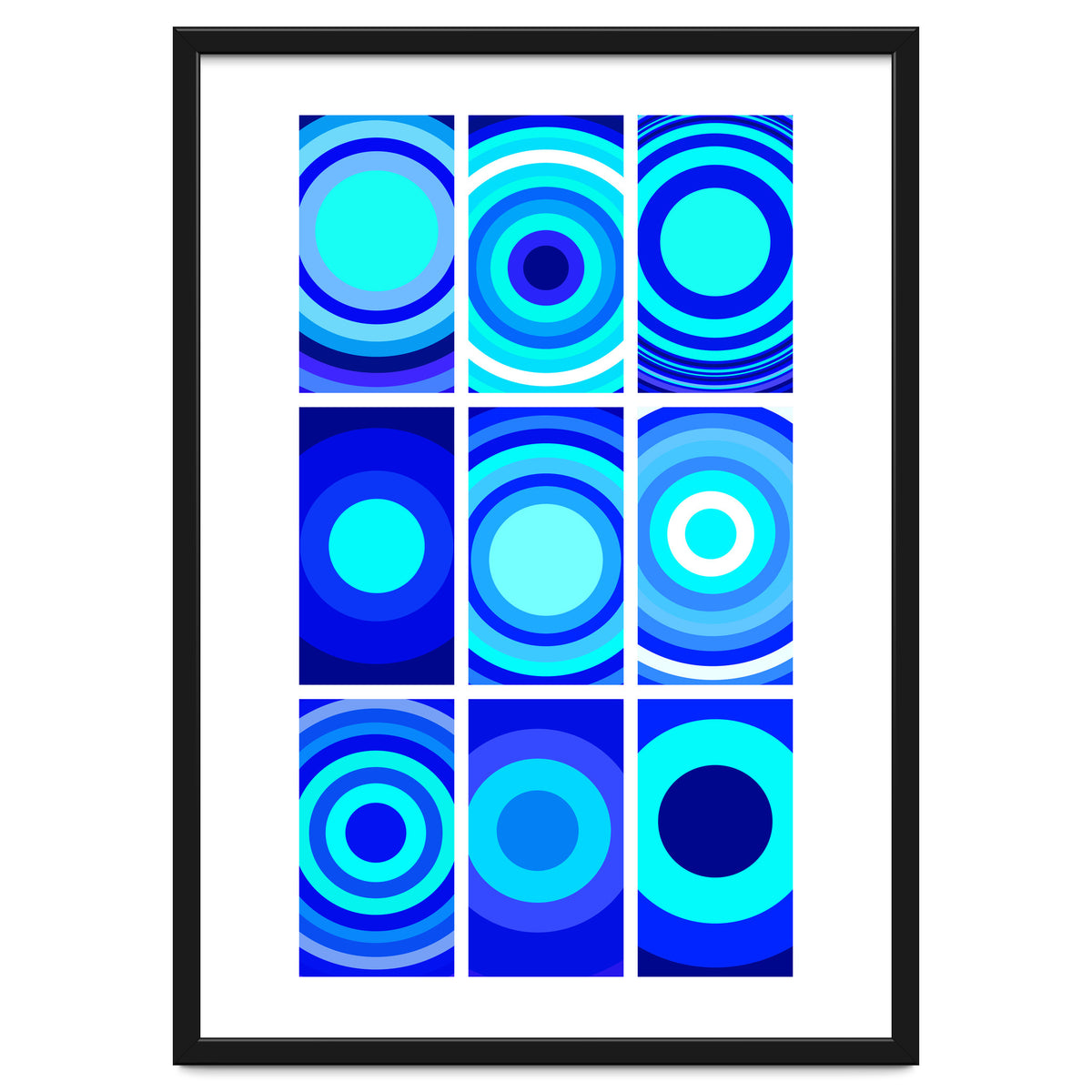 Circles & Rectangles Alt Blue 3 X 3: 2