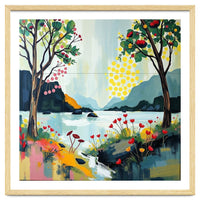 Serene Mountain Lake Landscape