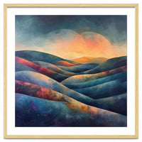 Abstract Ethereal Rolling Hills at Sunset