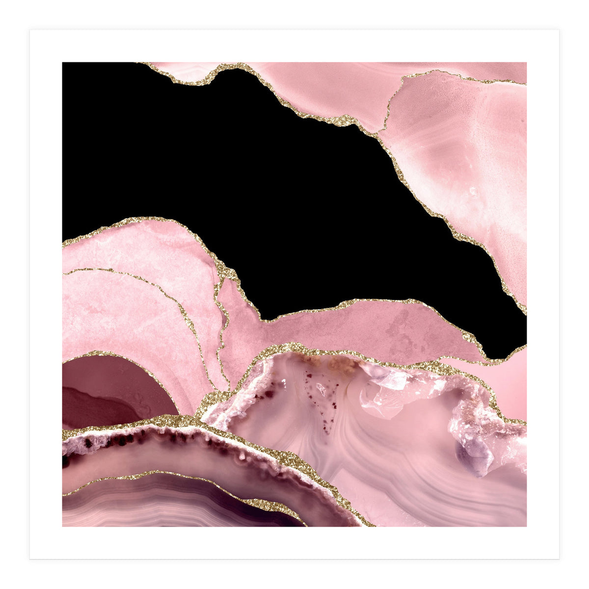 Blush & Gold Agate Texture 03  (Print Only)
