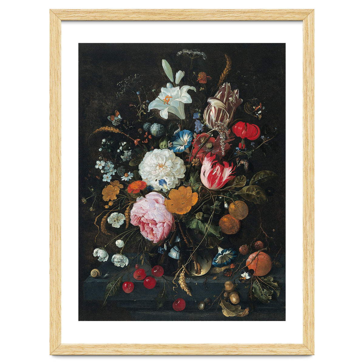 Jan Davidsz. de Heem (Utrecht, 1606-Amberes, 1683/4). Flowers in a glass Vase with Fruit (ca. 166...