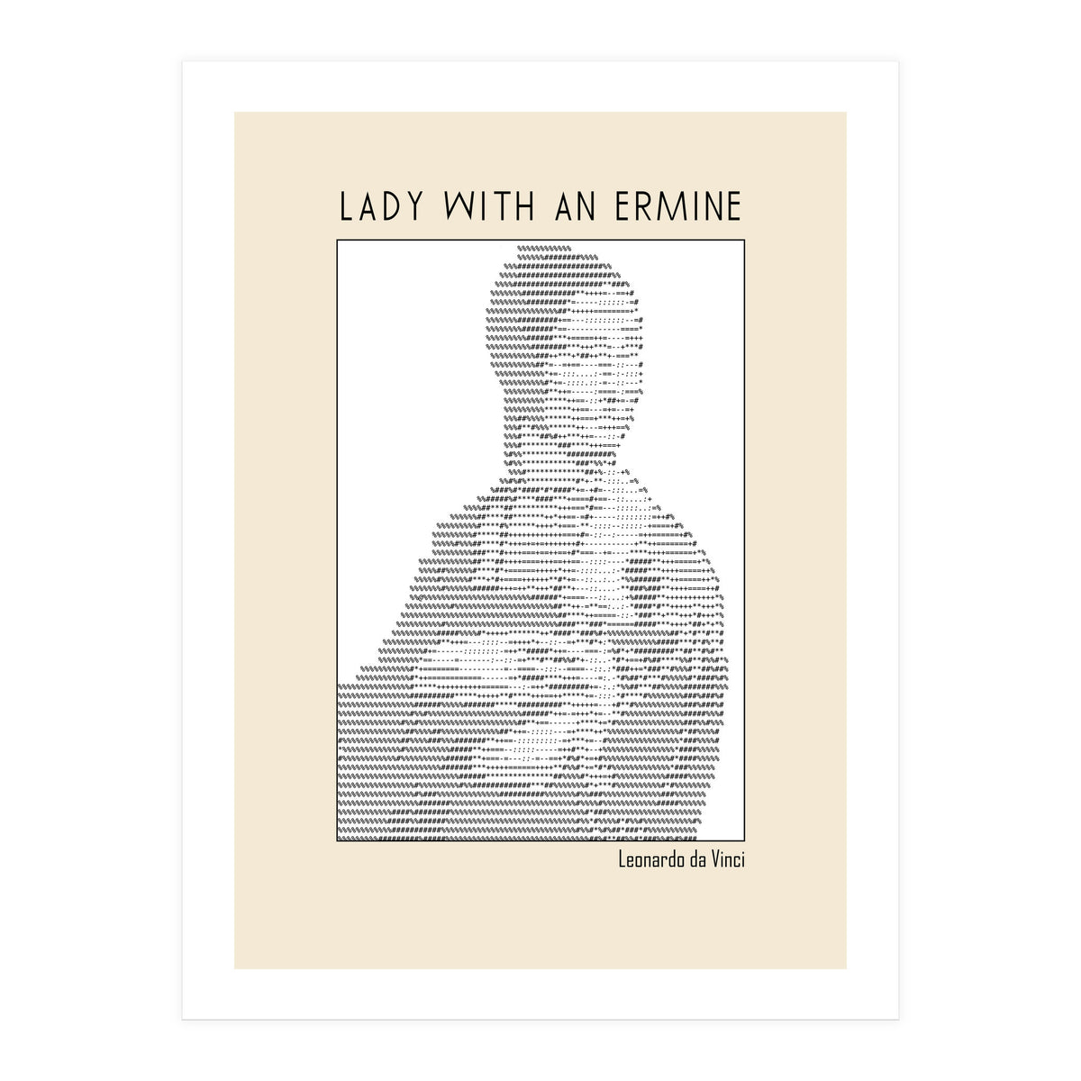 Lady With An Ermine – Leonardo Da Vinci Ascii Art (Print Only)