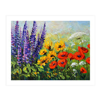 Radiant Summer Wildflower Meadow Oil Painting (Print Only)