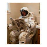 Retro AstronautReading Newspaper, Toilet Humor, Astronaut on Toilet (Print Only) thumbnail