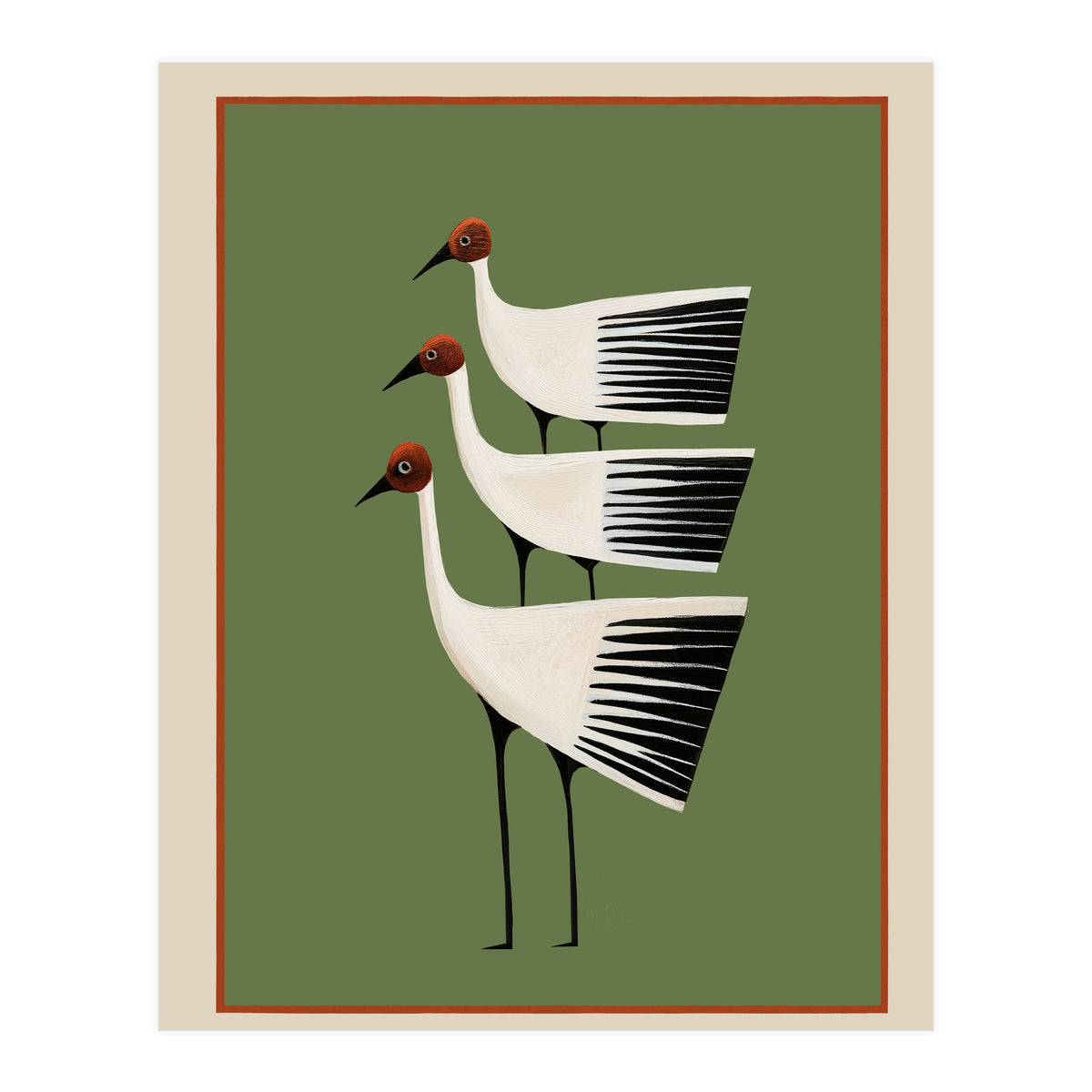 Striped Bird Trio I (Print Only)