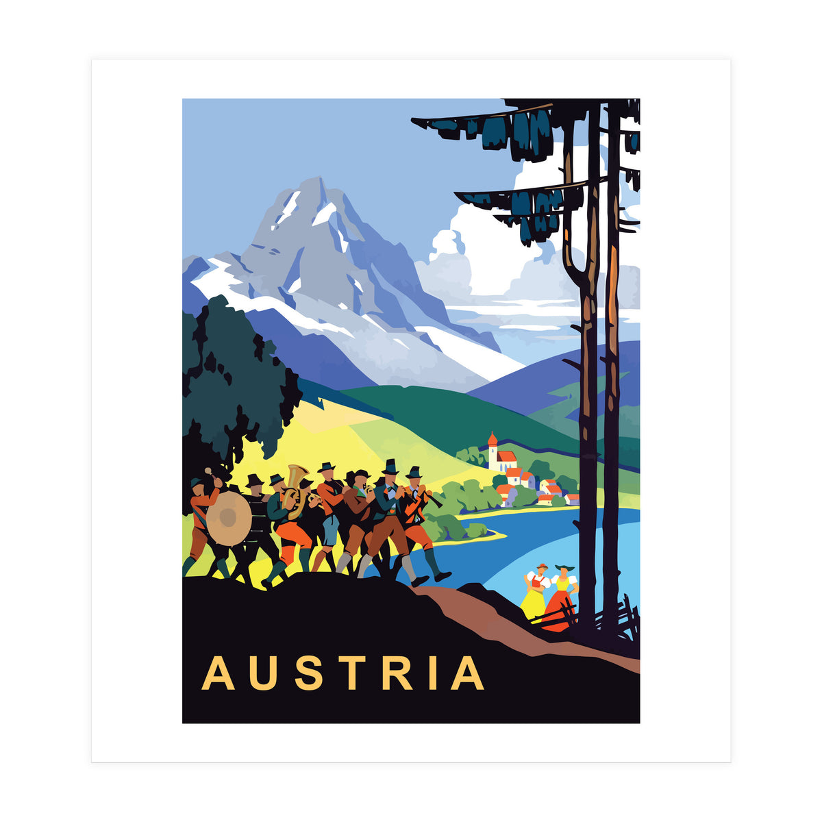 Austria, Music Orchestra on Picnic (Print Only)