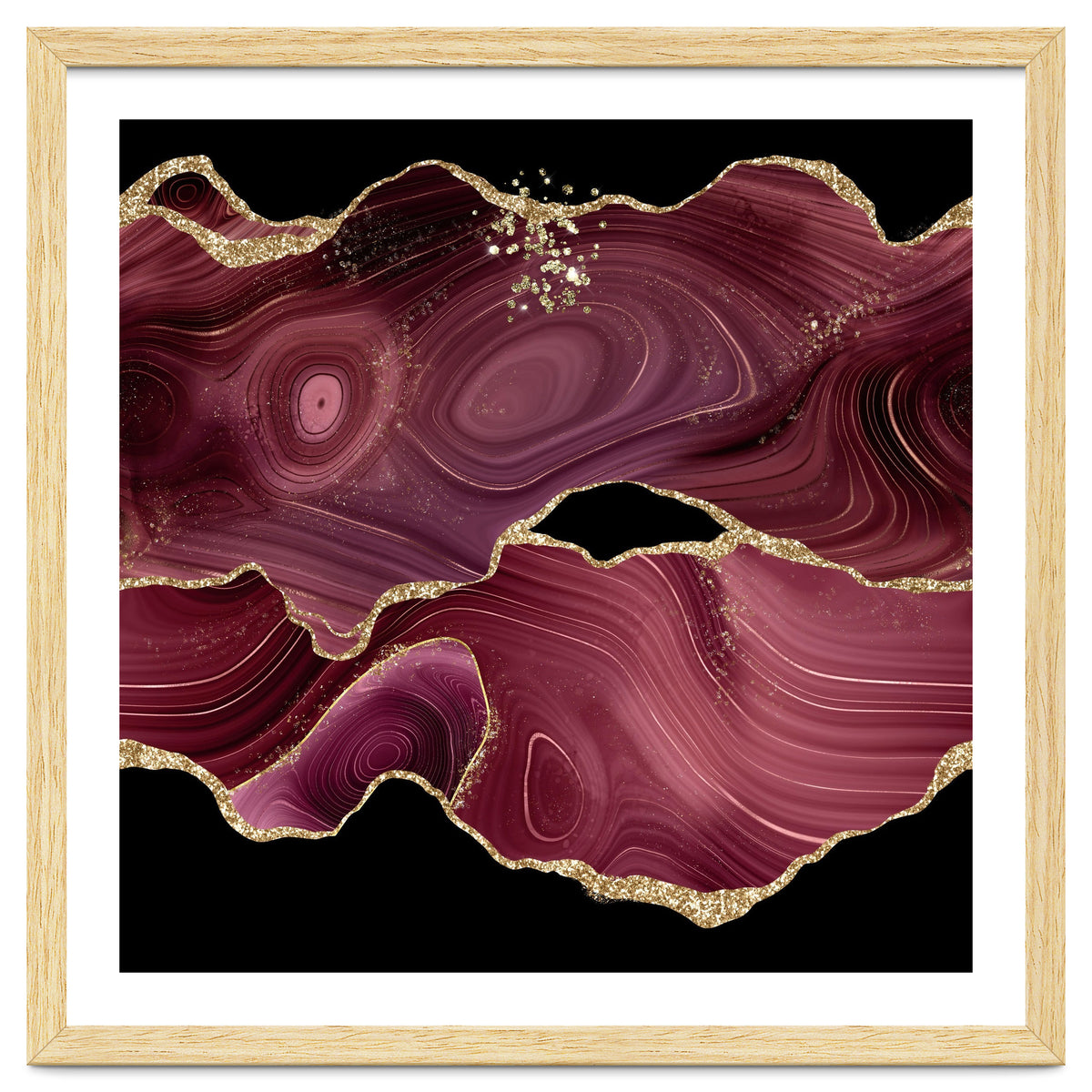 Burgundy & Gold Glitter Agate Texture 03
