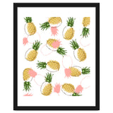 Pineapples & Pine Cones, Eclectic Tropical Nature Illustration, Quirky Fun Fruit Food Graphic Design thumbnail