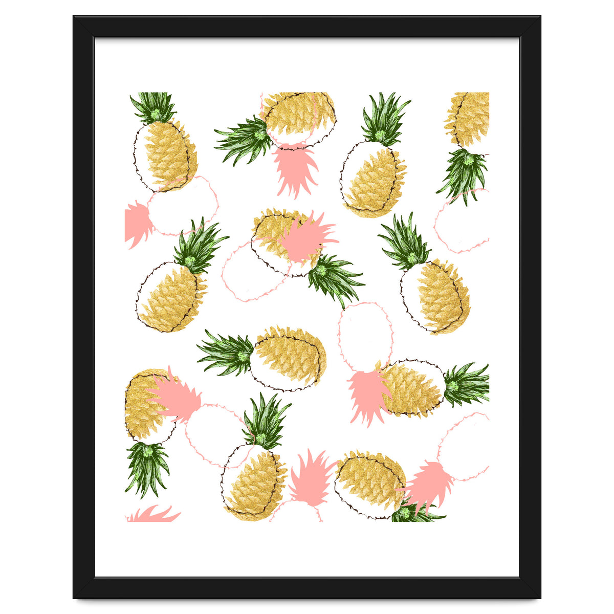 Pineapples & Pine Cones, Eclectic Tropical Nature Illustration, Quirky Fun Fruit Food Graphic Design