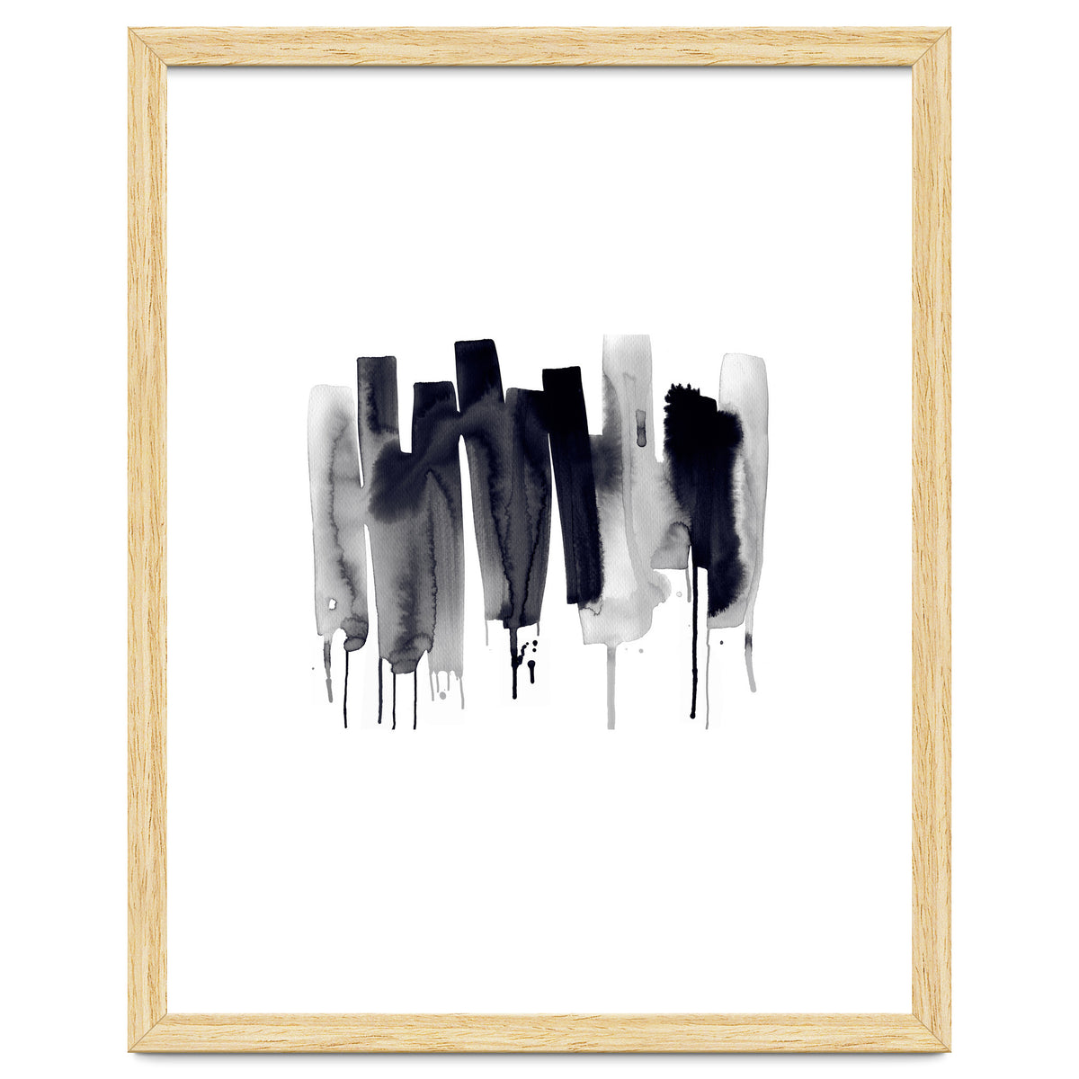 Abstract Watercolor Stripes Minimal Black