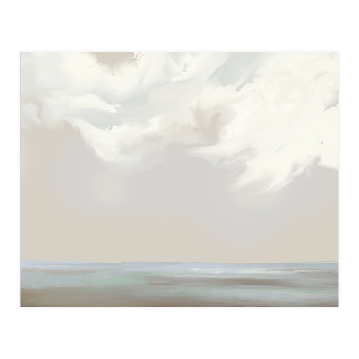 Abstract muted sea and clouds oil painting  (Print Only)