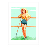 Pinup Country girl Posing With Pitchfork (Print Only) thumbnail