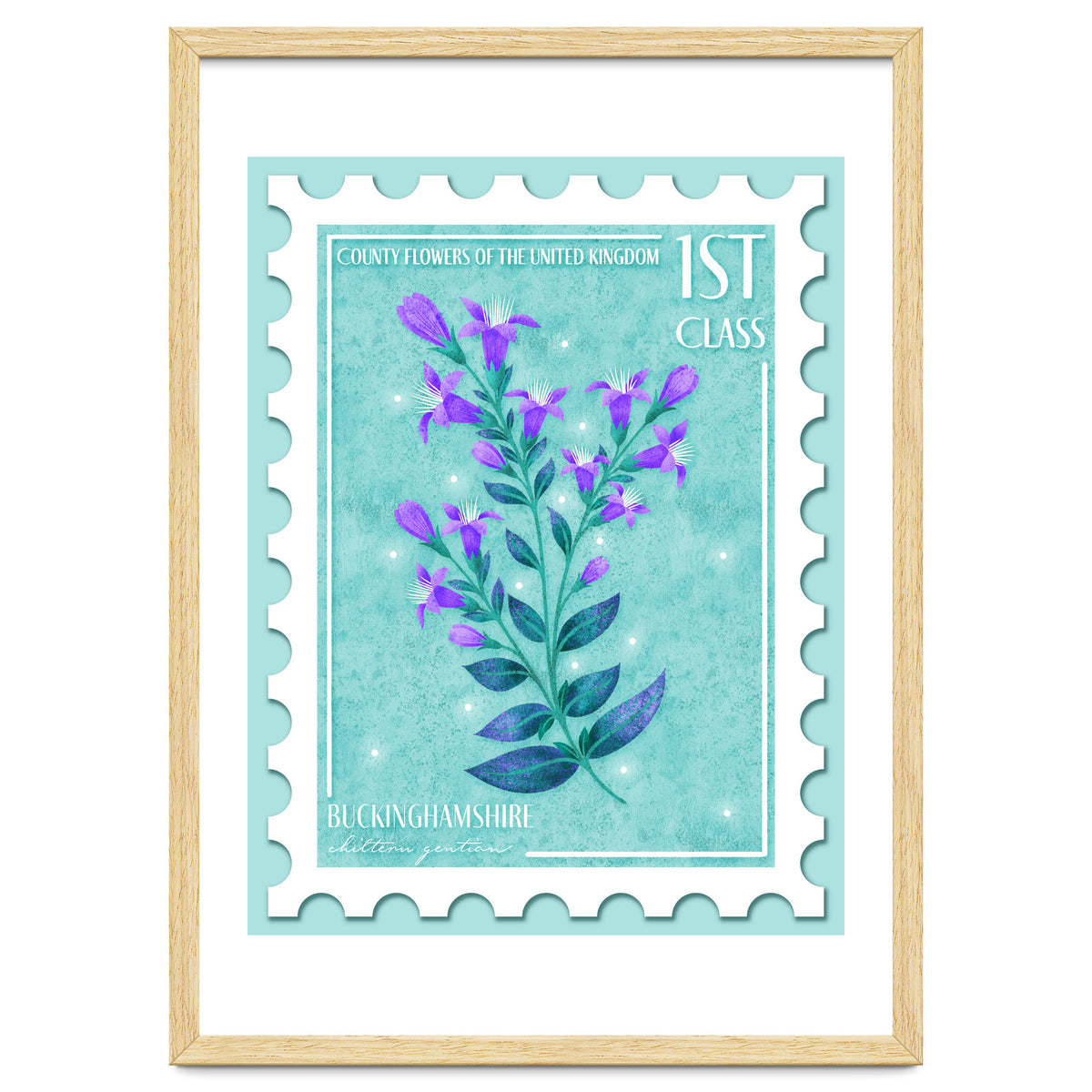 The Buckinghamshire Chiltern Gentian Postage Stamp