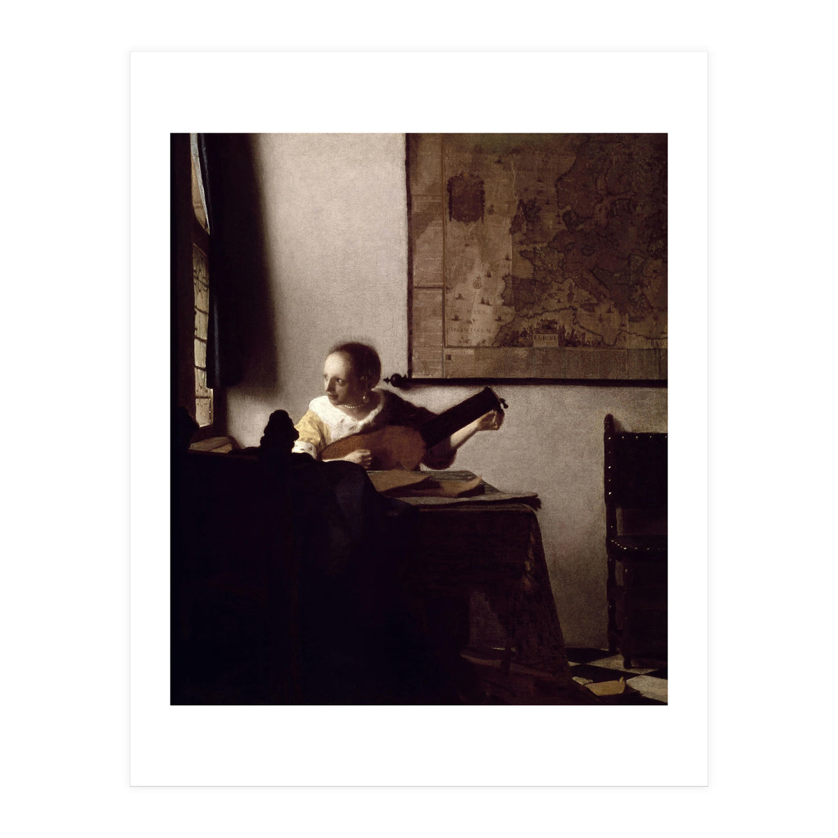 'The Lute Player', 1663-1664, Oil on canvas, 51,4 x 45,7 cm. (Print Only)