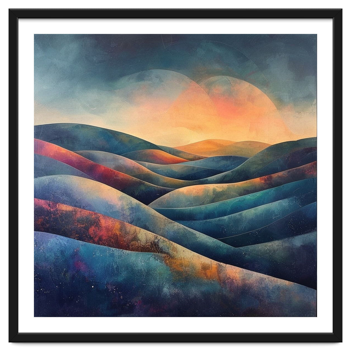 Abstract Ethereal Rolling Hills at Sunset