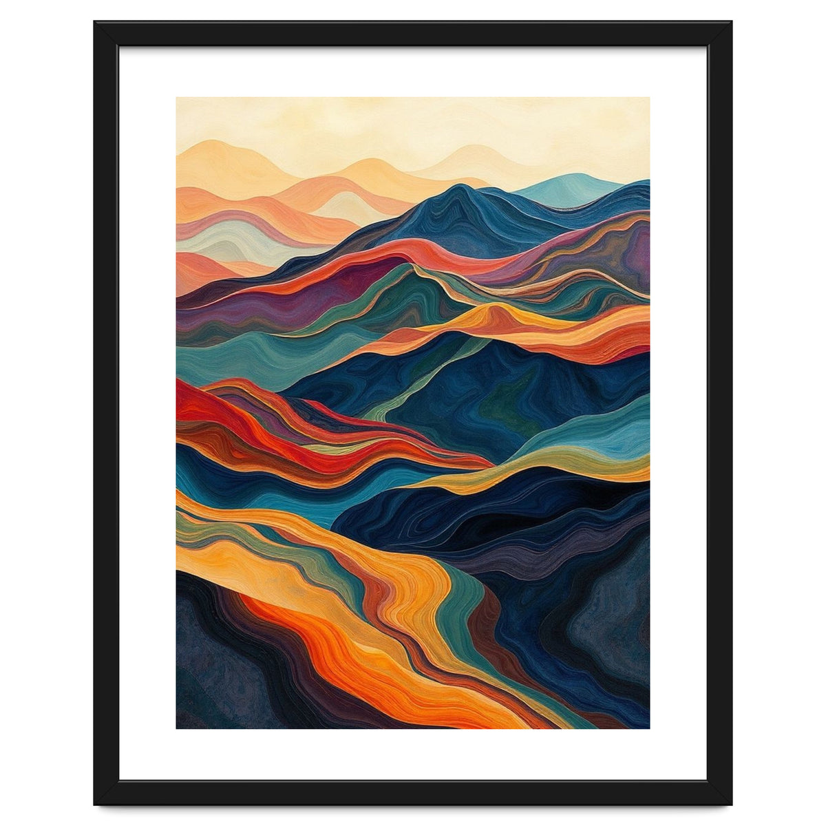Abstract Mountain Landscape Art with Fluid Textures