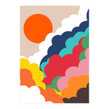 Head In The Clouds, Positivity Nature Sunrise Sunset, Sky Bohemian Comic Retro Eclectic Illustration (Print Only) thumbnail