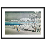 SNOW LANDSCAPE - JAPANESE ENGRAVING - 19TH CENTURY. thumbnail