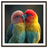 Lovebirds Perched Together Vivid Colors thumbnail