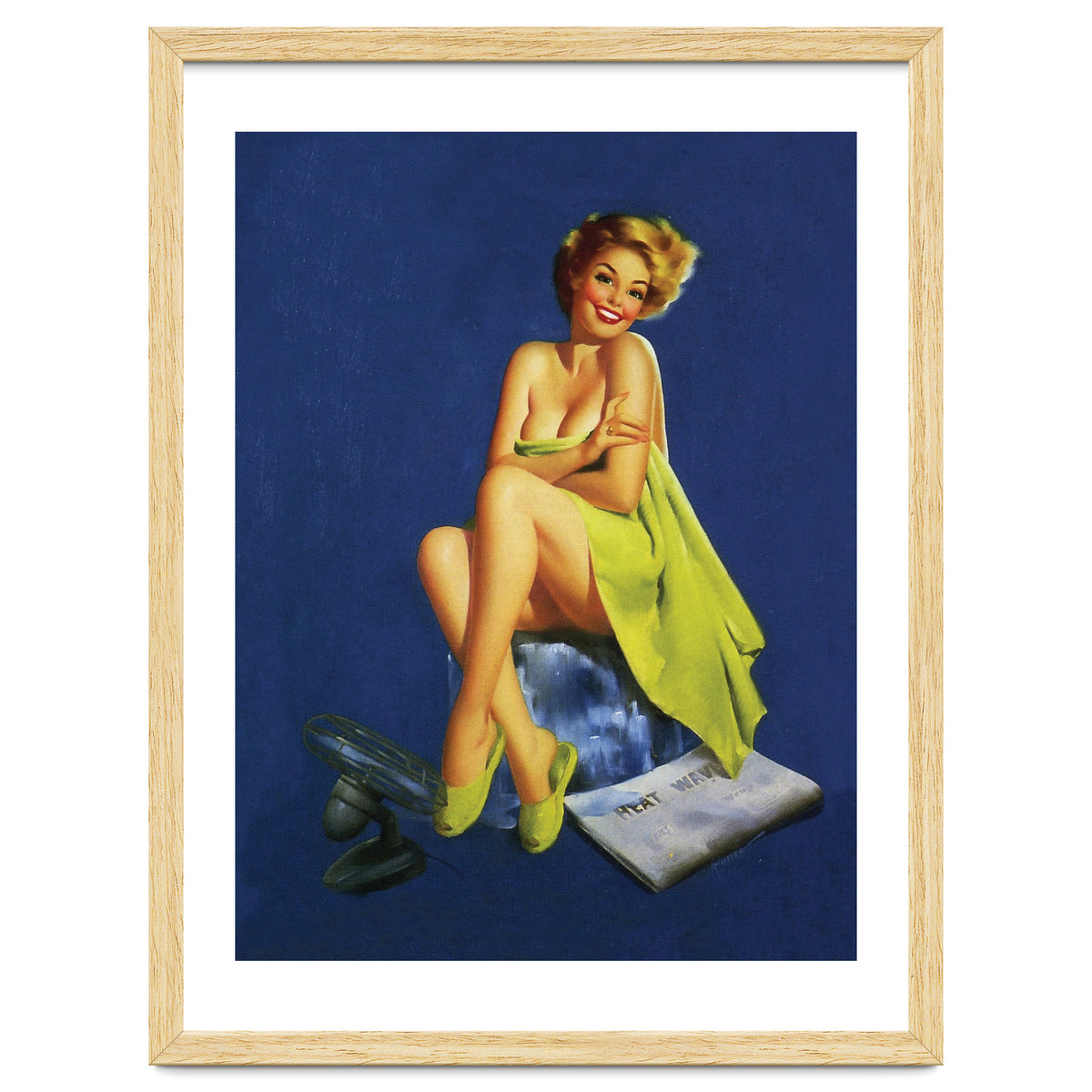 Sexy Pinup Posing With Green Towel