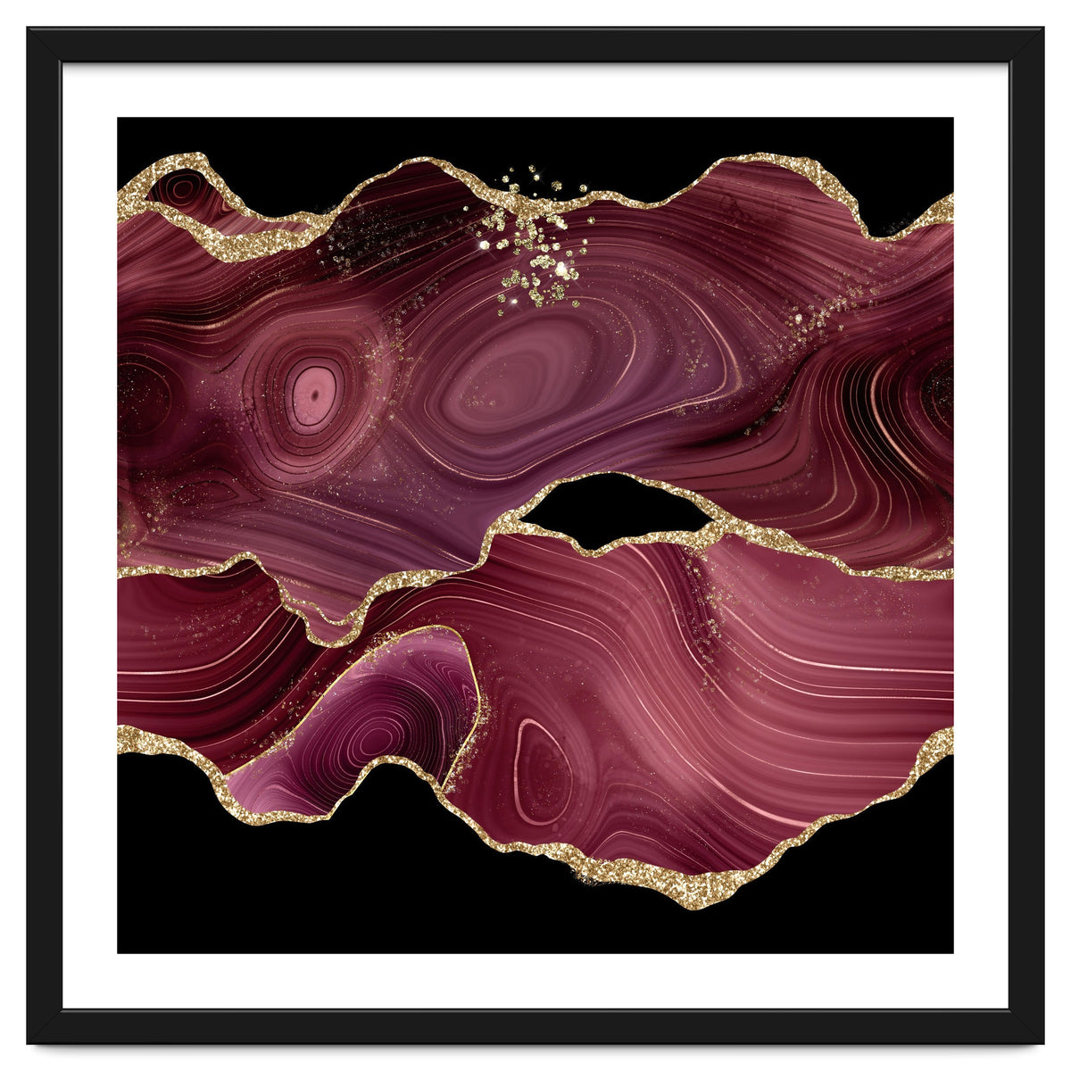 Burgundy & Gold Glitter Agate Texture 03