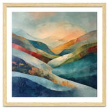 Abstract Mountain Landscape Painting with Textured Rolling Hills thumbnail