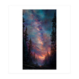 Magical Milky Way Night Sky over Pine Forest Silhouette Art (Print Only) thumbnail