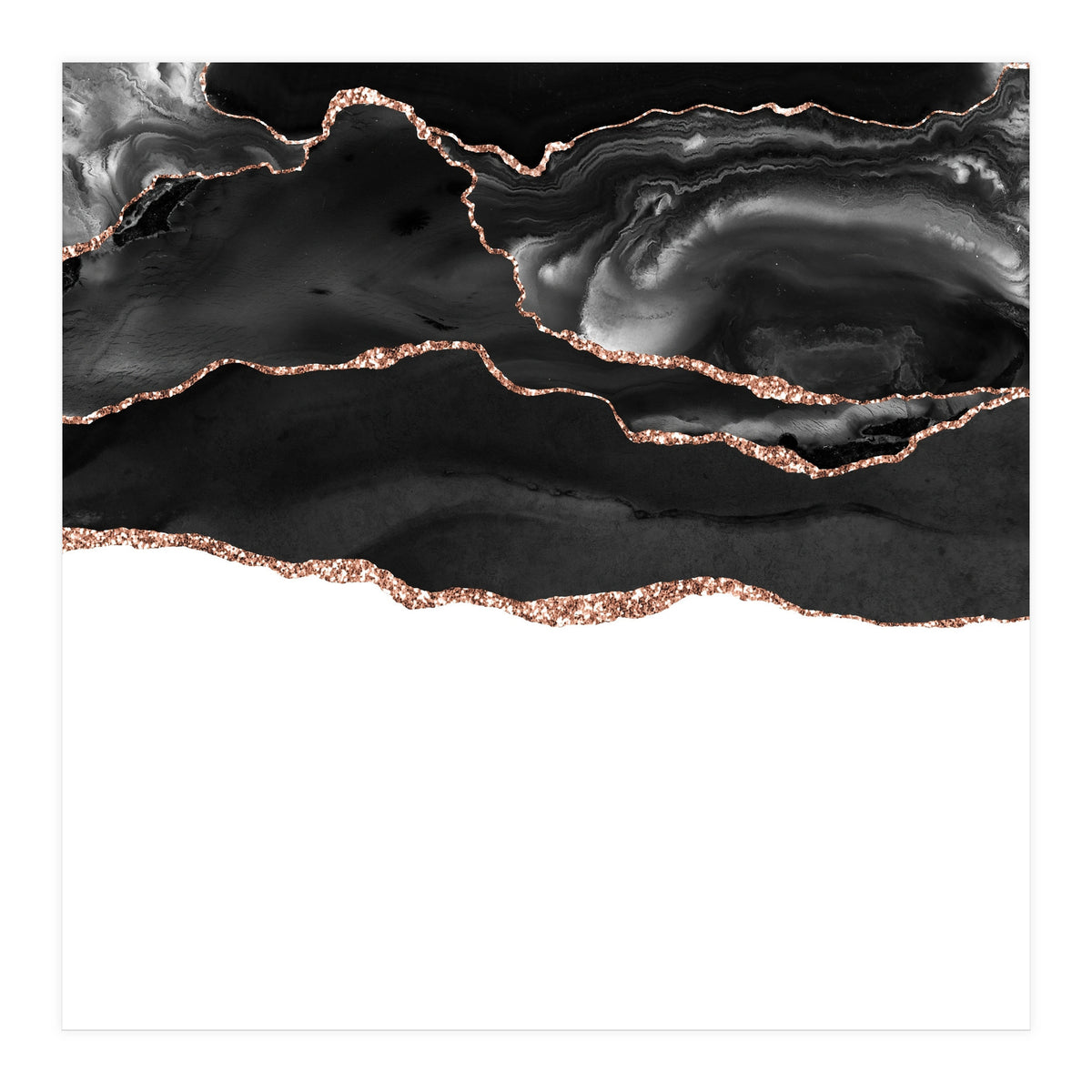 Black & Rose Gold Agate Texture 05  (Print Only)