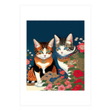 The Perfect Companion, Cute Cats Japanese Pets, Whimsical Animals Cat Vintage Love Friends Together (Print Only) thumbnail