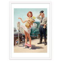 Sexy Pinup Shopping Girl And A Sudden Wind