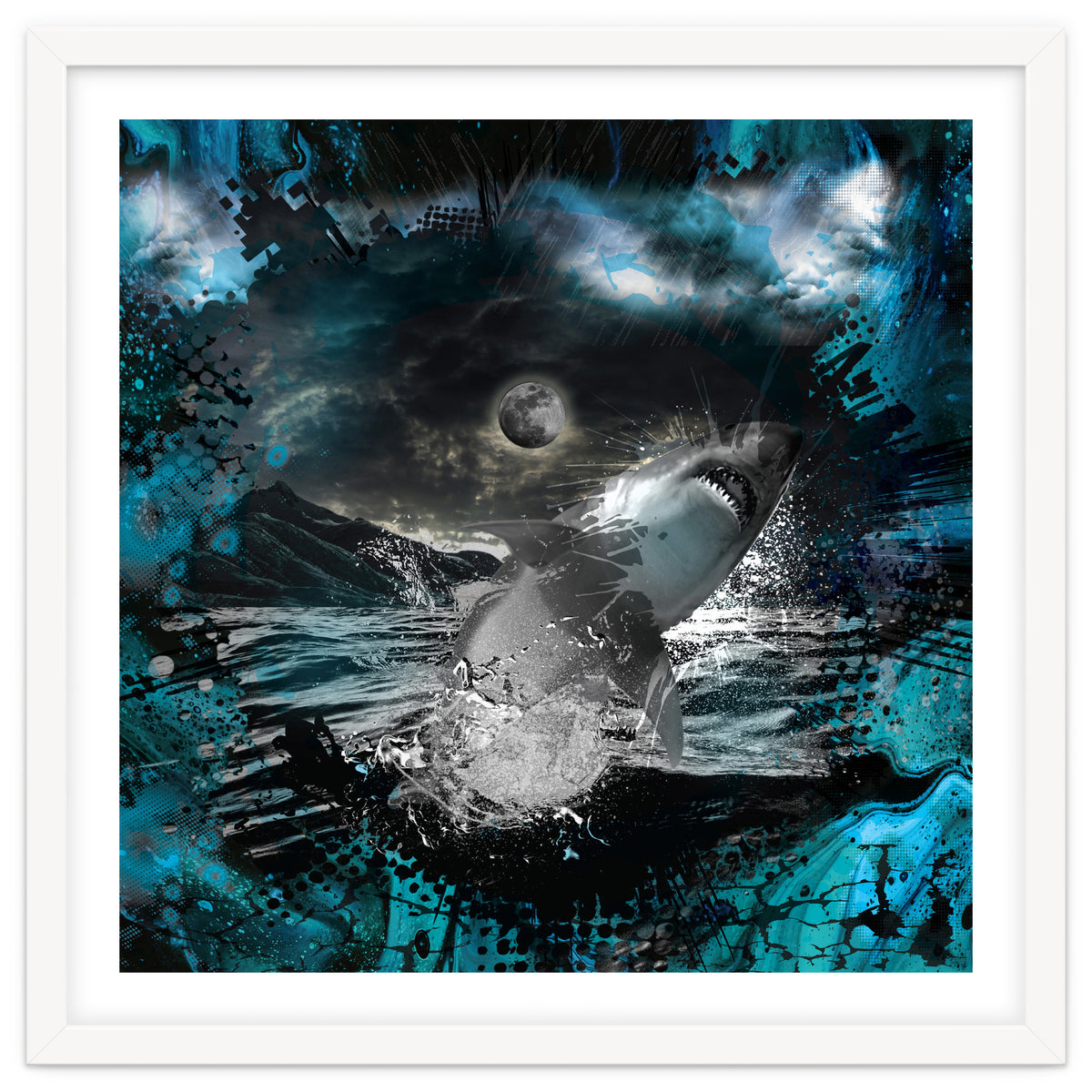 Shark Blue Moon Ocean Splash