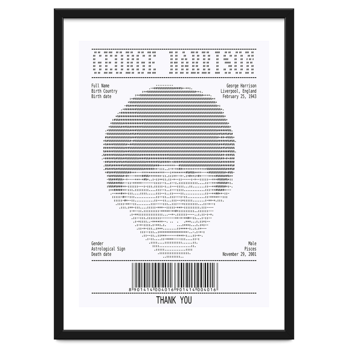 Receipt Art George Harrison