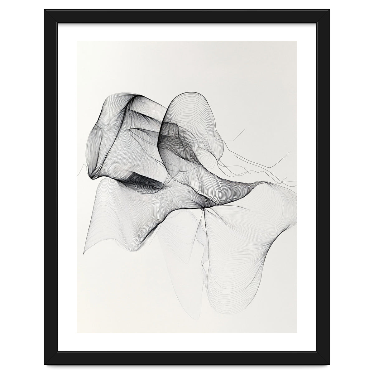 Abstract Black And White Flowing Lines Art