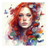 Watercolor Floral Red Hair Woman #9 (Print Only) thumbnail