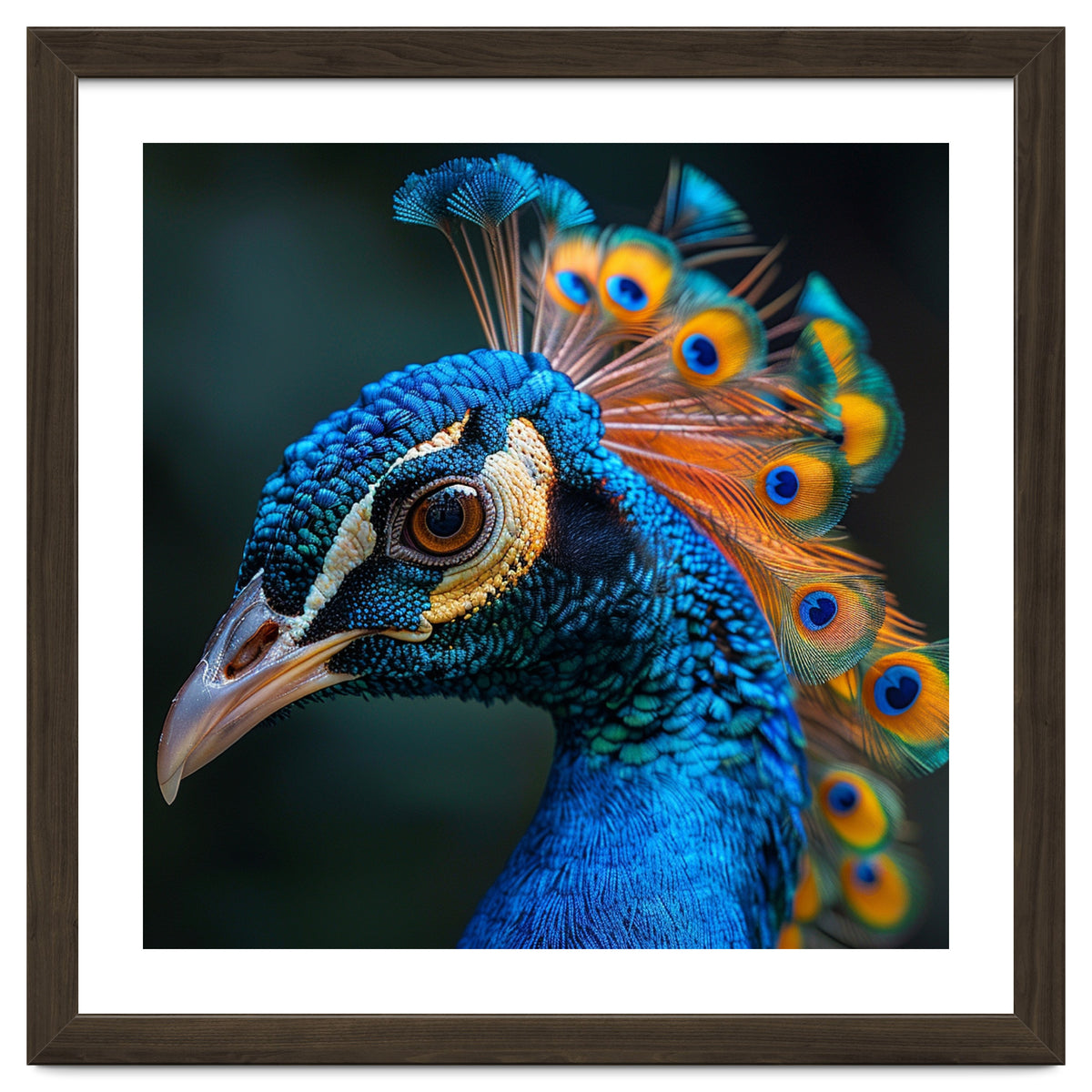 Peacock Bird Portrait Detailed Feathers Vibrant Colors
