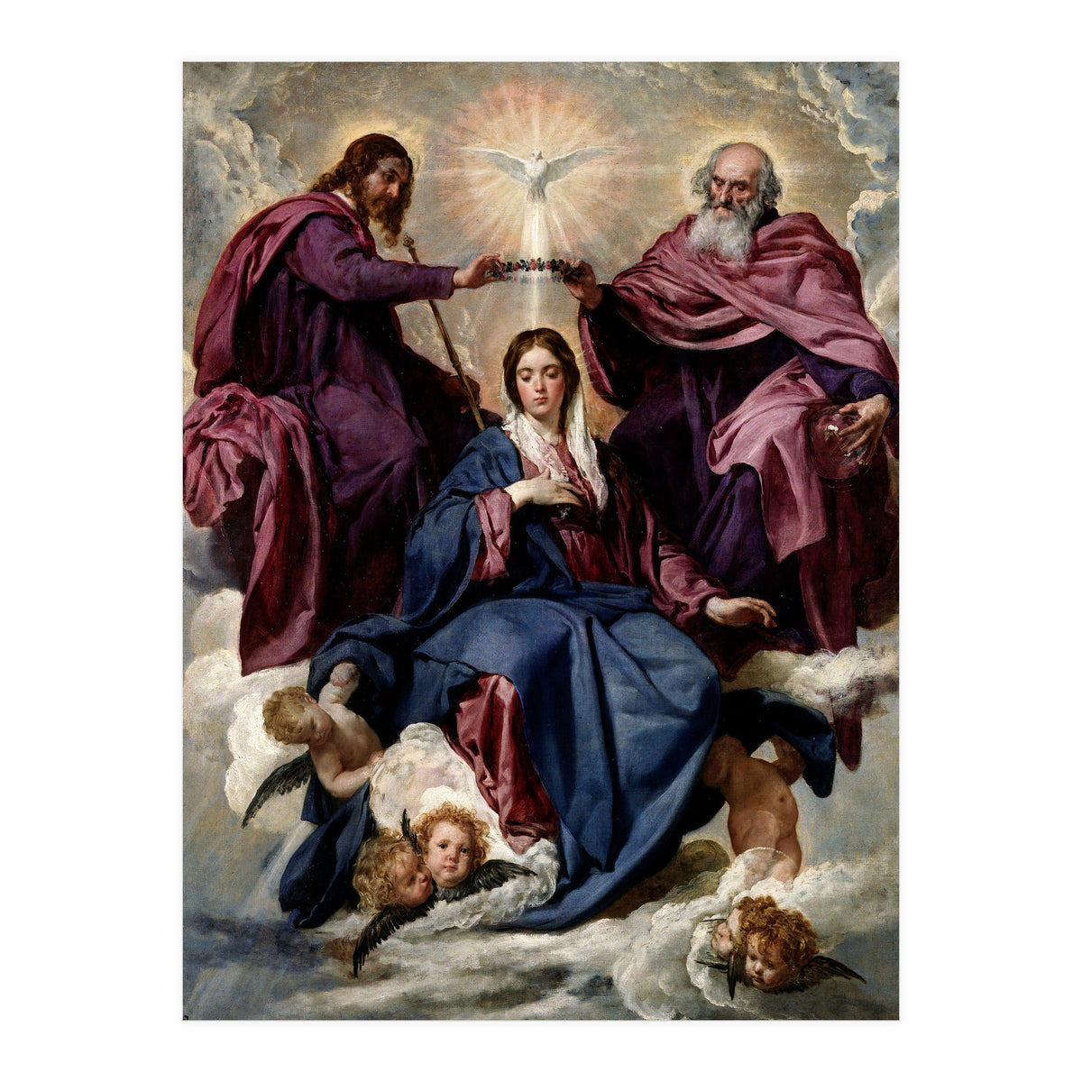 'The Coronation of the Virgin', ca. 1635, Spanish School, Oil on canvas, 176 cm x 124 cm, P01168. (Print Only)