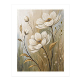 Elegant White Anemone Floral Oil Painting (Print Only) thumbnail