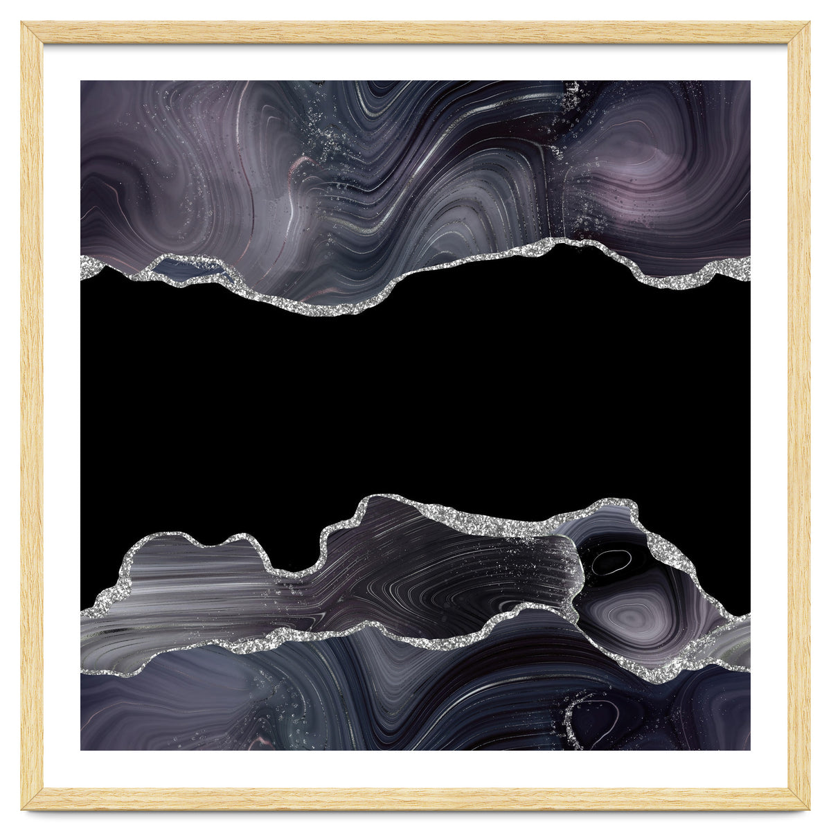 Black & Silver Glitter Agate Texture 03