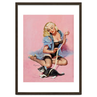 Sexy Pinup Girl Playing With Her Cat