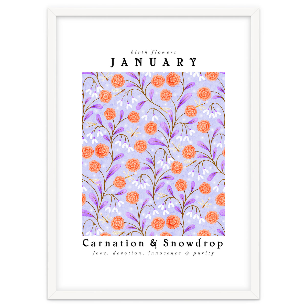 Carnation & Snowdrop January Birth Flower