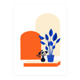 Bohemian Window Seat, Abstract Minimal Architecture, Eclectic Shapes Botanical House Plants (Print Only) thumbnail