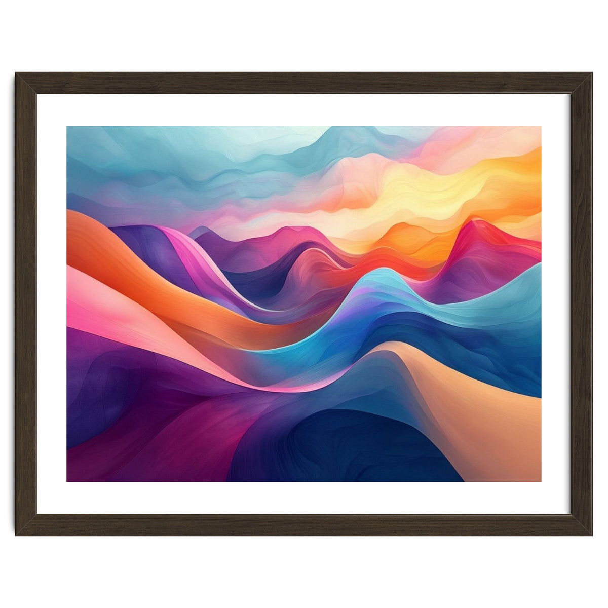 Vibrant Abstract Flowing Peaks Art