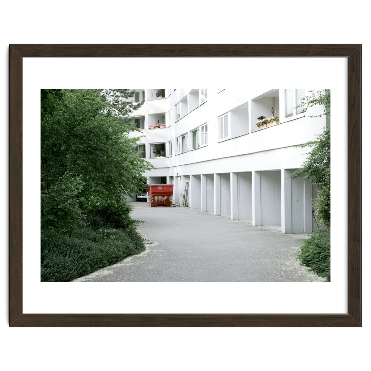 Red container in the residential site